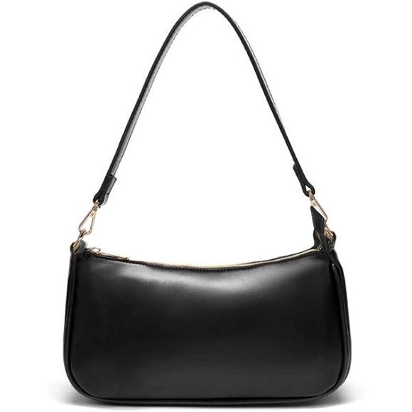 Nieimee Zhou Women Black Leather Shoulder Bag Classic Tote with Zipper Closure - Picture 1 of 11